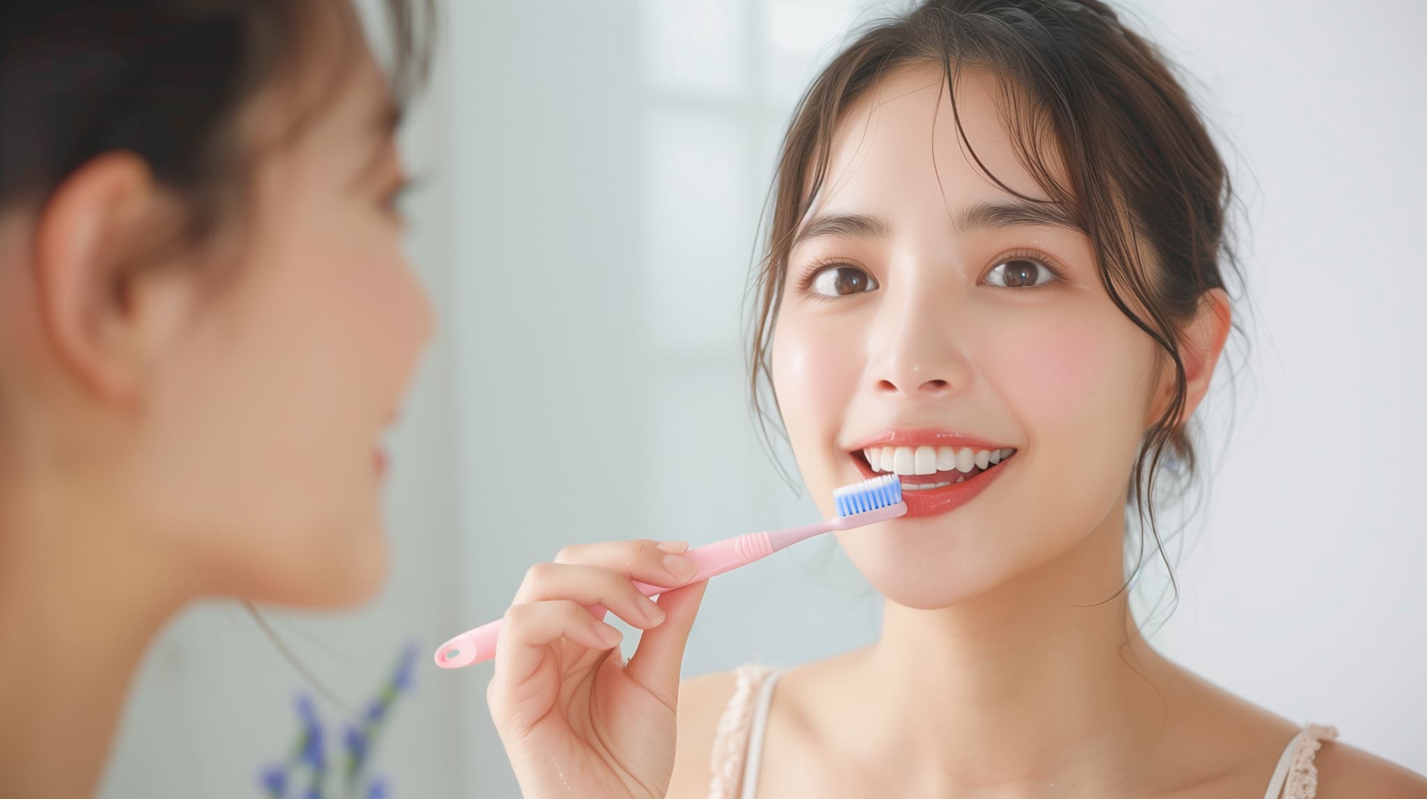インプラント治療後のケアを怠らない女性