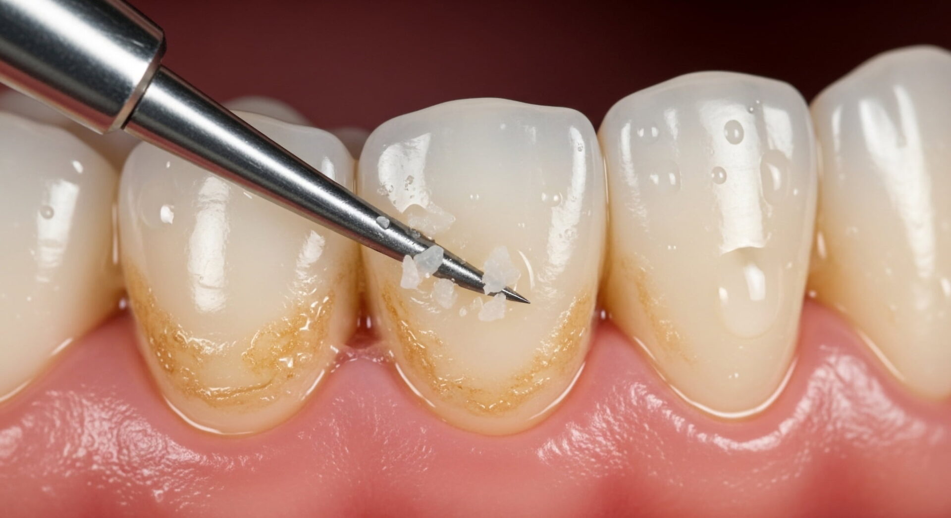歯科医院でセラミックの歯についた汚れを落とすイメージ